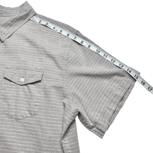 Bridge & Burn | Men | Tan Striped Short Sleeve Button Up Shirt | Size XL - Picture 5 of 11